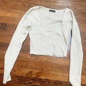 A love like you ribbed long sleeve sweater crop medium